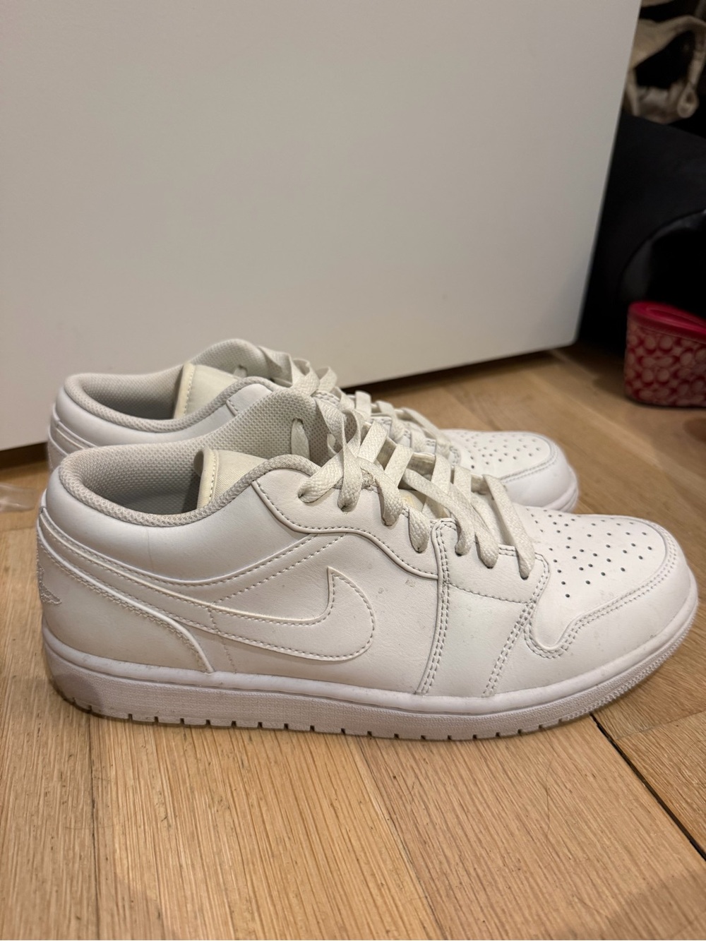 Nike Kids White Low-Top Sneakers with Swoosh Accent